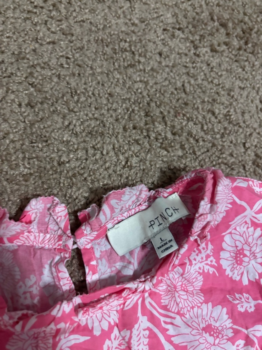 Pinch Pink Floral Ruffle Sleeve Mini Dress size Large 100% cotton - Picture 5 of 8
